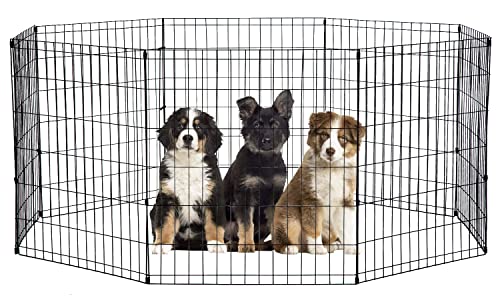 0195030059026 - BESTPET PET PLAYPEN DOG FENCE EXERCISE PEN METAL WIRE PORTABLE DOG CRATE KENNEL CAGE BLACK,24/30/36/42/48 INCHES