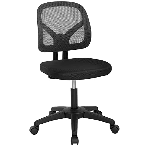 0195030061760 - OFFICE CHAIR ARMLESS DESK CHAIR MID-BACK MESH ROLLING SWIVEL COMPUTER CHAIR ADJUSTABLE ERGONOMIC CHAIR WITH LUMBAR SUPPORT FOR SMALL SPACES (BLACK)