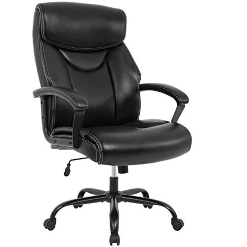 0195030071370 - BIG AND TALL OFFICE CHAIR 500LBS WIDE SEAT ERGONOMIC DESK CHAIR WITH LUMBAR SUPPORT ARMS HIGH BACK PU LEATHER EXECUTIVE TASK COMPUTER CHAIR