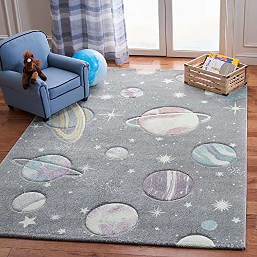 0195058187961 - SAFAVIEH CAROUSEL KIDS COLLECTION CRK103F OUTER SPACE NON-SHEDDING PLAYROOM NURSERY BEDROOM AREA RUG 8 X 10 GREY/LAVENDER