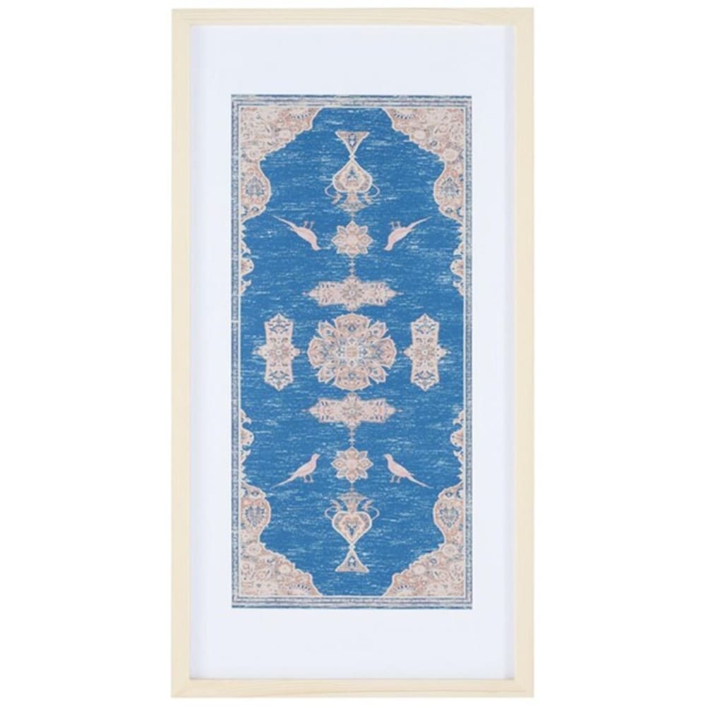 0019505861023 - SAFAVIEH WLA1002A 29 IN. CHARTRELLE FRAMED TEXTILE WALL ART, BLUE & PINK