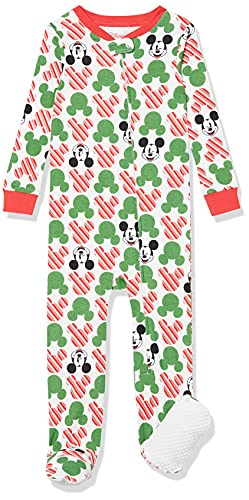 0195111578576 - AMAZON ESSENTIALS BABY UNISEX DISNEY STAR WARS MARVEL FOOTED SLEEPERS, MICKEY HOLIDAY, 12 MONTHS