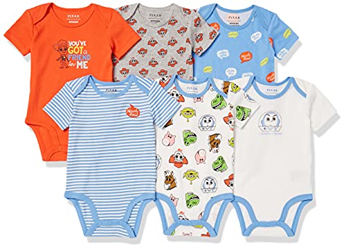 0195111625645 - AMAZON ESSENTIALS DISNEY STAR WARS MARVEL BABY SHORT-SLEEVE BODYSUITS, 6-PACK TOY STORY PLAY NICE, 9 MONTHS