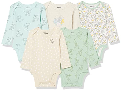 0195111626147 - AMAZON ESSENTIALS BABY DISNEY STAR WARS MARVEL LONG-SLEEVE BODYSUITS, 5-PACK BAMBI NATURE, 24 MONTHS