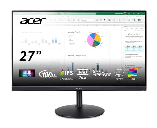 0195133186346 - ACER CB272 EBMIPRX 27 FHD 1920 X 1080 ZERO FRAME HOME OFFICE MONITOR | AMD FREESYNC | 1MS VRB | 100HZ | 99% SRGB | HEIGHT ADJUSTABLE STAND WITH SWIVEL, TILT & PIVOT (DISPLAY PORT, HDMI & VGA PORTS)