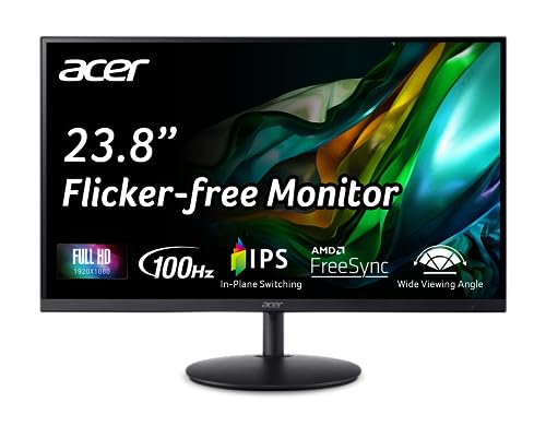 0195133215961 - ACER SH242Y EBMIHX 23.8 FULL HD 1920 X 1080 HOME OFFICE ULTRA-THIN MONITOR | AMD FREESYNC | 1MS VRB | 100HZ | ZERO FRAME | HEIGHT ADJUSTABLE STAND WITH SWIVEL & TILT (HDMI 1.4 & VGA PORTS)