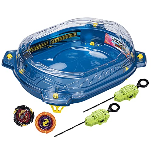 0195166202907 - BEYBLADE BURST QUADSTRIKE THUNDER EDGE BATTLE SET, BATTLE GAME SET WITH BEYSTADIUM, 2 SPINNING TOP TOYS, AND 2 LAUNCHERS FOR AGES 8 AND UP
