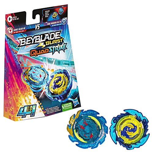 0195166204444 - BEYBLADE BURST QUADSTRIKE KOMET HELIOS H8 AND TIDAL PANDORA EPIC P8 SPINNING TOP DUAL PACK, 2 BATTLING GAME TOP TOY FOR KIDS AGES 8 AND UP