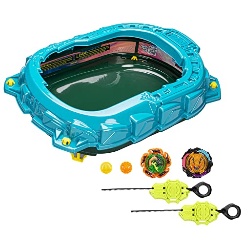0195166218564 - BEYBLADE BURST QUADSTRIKE LIGHT IGNITE BATTLE SET, BATTLE GAME SET WITH BEYSTADIUM, 2 SPINNING TOP TOYS AND 2 LAUNCHERS, AGES 8 AND UP