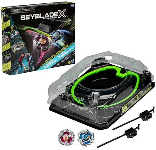 0195166269597 - BEYBLADE X XTREME BATTLE SET WITH BEYSTADIUM ARENA FEATURING X-CELERATOR RAIL, 2 RIGHT-SPINNING TOP TOYS, 2 LAUNCHERS, TOYS FOR BOYS AND GIRLS, 8+
