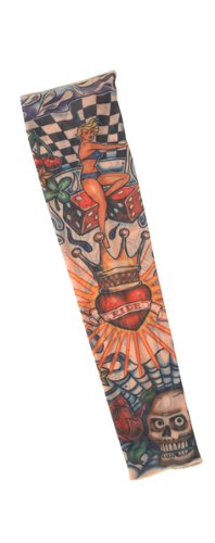 0019519023684 - CALIFORNIA COSTUMES MEN'S PARTY LIKE A ROCK STAR - TATTOO SLEEVE (KING OF HEARTS), MULTI, ONE SIZE