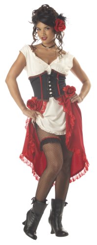 0019519027873 - CALIFORNIA COSTUMES WOMEN'S CANTINA GAL COSTUME, IVORY/RED/BLACK,LARGE