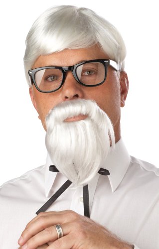 0019519040209 - CALIFORNIA COSTUMES THE COLONEL WIG AND MOUSTACHE, WHITE, ONE SIZE