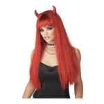 0019519703180 - DAZZLING DEVIL WIG RED-RED FOIL ONE-SIZE