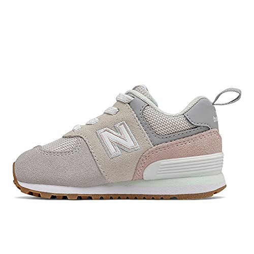 0195481220235 - NEW BALANCE BABY GIRLS 574 V1 BUNGEE SNEAKER, RAIN CLOUD/OYSTER PINK, 2 INFANT