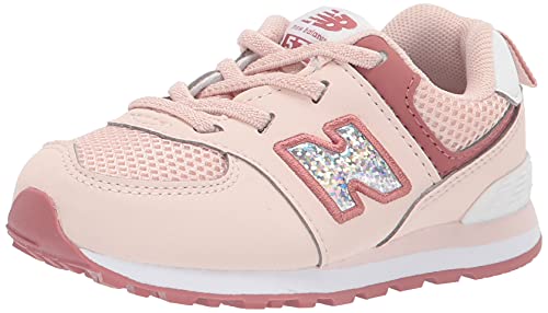 0195481220846 - NEW BALANCE BABY GIRLS 574 V1 BUNGEE SNEAKER, OYSTER PINK/WASHED HENNA, 4 WIDE INFANT