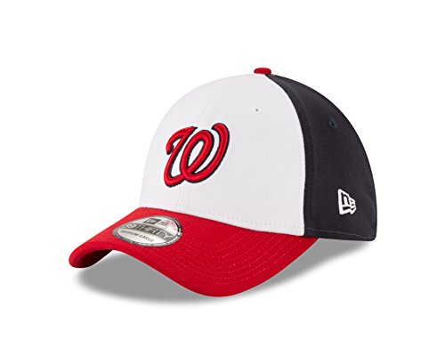 0195501432914 - MLB WASHINGTON NATIONALS 2T PATCHED 39THIRTY STRETCH FIT CAP, MEDIUM/LARGE, WHITE