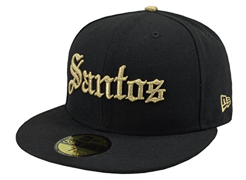 0195502159438 - NEW ERA 59FIFTY HAT SANTOS LAGUNA SOCCER CLUB MEXICAN LEAGUE BLACK GOLD CAP (7 1/8)
