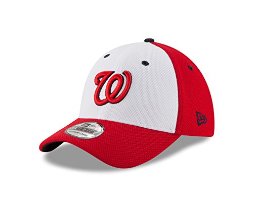 0195502727613 - MLB WASHINGTON NATIONALS ADULT DIAMOND ERA 39THIRTY STRETCH FIT CAP, MEDIUM/LARGE, WHITE/RED