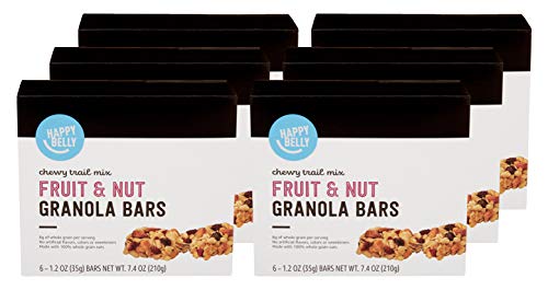 0195515001861 - AMAZON BRAND - HAPPY BELLY FRUIT & NUT CHEWY TRAIL MIX GRANOLA BARS, 6 COUNT (PACK OF 6)
