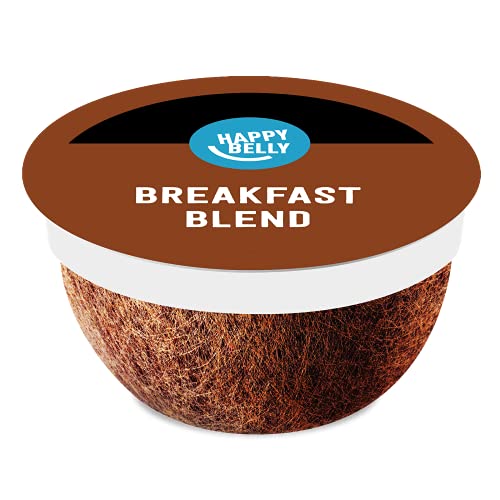 0195515003315 - AMAZON BRAND - 96 CT. HAPPY BELLY BREAKFAST BLEND COFFEE PODS (LIGHT ROAST), COMPATIBLE WITH K-CUP BREWER