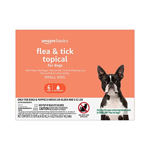 0195515005777 - AMAZON BASICS FLEA AND TICK TOPICAL TREATMENT FOR SMALL DOGS (5 -22 POUNDS), UNSCENTED, 6 COUNT (PREVIOUSLY SOLIMO)