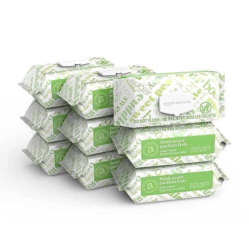 0195515011099 - AMAZON ELEMENTS BABY WIPES, FRESH SCENT, WHITE, 810 COUNT (9 PACKS OF 90) (PREVIOUSLY 720 COUNT)