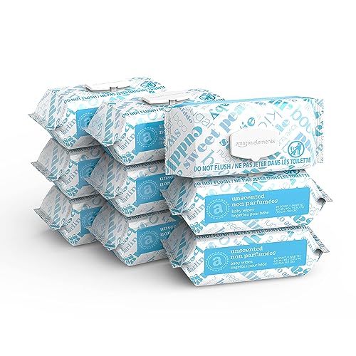 0195515011563 - AMAZON ELEMENTS BABY WIPES, UNSCENTED, WHITE 810 COUNT, 90 COUNT (PACK OF 9) (PREVIOUSLY 720 COUNT)