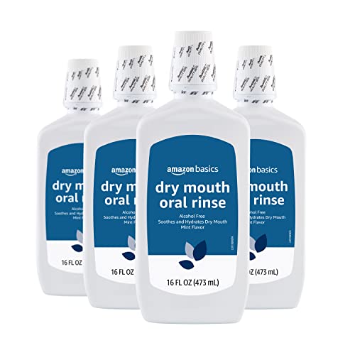0195515024853 - AMAZON BASICS DRY MOUTH ORAL RINSE, ALCOHOL FREE, MINT, 16 FLUID OUNCES, PACK OF 4