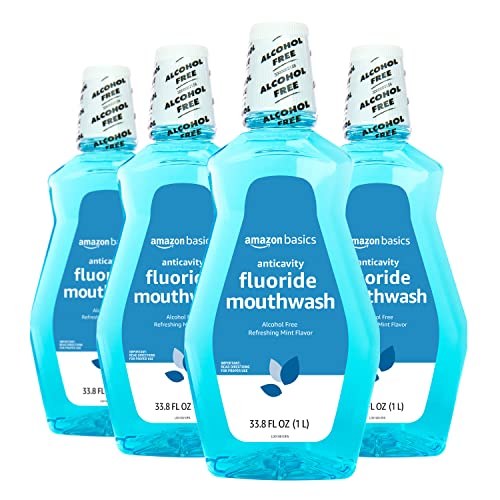 0195515024907 - AMAZON BASICS ANTICAVITY FLUORIDE MOUTHWASH, ALCOHOL FREE, REFRESHING MINT, 1 LITER, 33.8 FLUID OUNCES, 4-PACK (PREVIOUSLY SOLIMO)