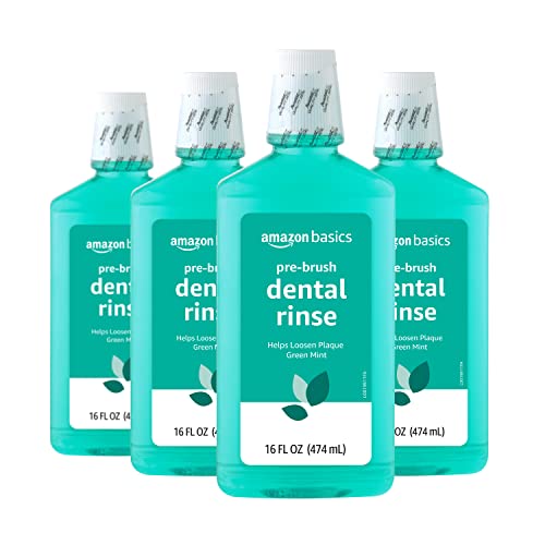 0195515024921 - AMAZON BASICS PRE-BRUSH DENTAL RINSE, GREEN MINT, 16 FLUID OUNCES, 4-PACK (PREVIOUSLY SOLIMO)