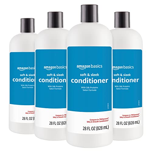 0195515025324 - AMAZON BASICS SOFT & SLEEK CONDITIONER FOR DRY OR DAMAGED HAIR, 28 FLUID OUNCE (PACK OF 4)