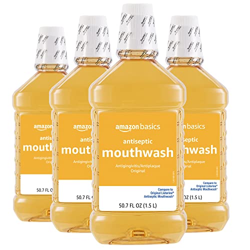 0195515025874 - AMAZON BASICS ANTISEPTIC MOUTHWASH, ORIGINAL FLAVOR, 1.5 LITERS, 50.7 FLUID OUNCES, 4 PACK (PREVIOUSLY SOLIMO)
