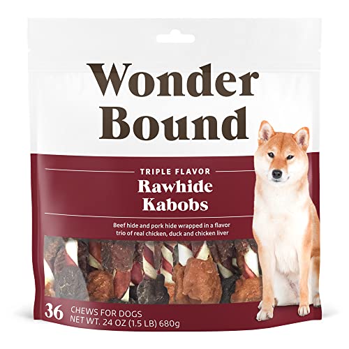 0195515027311 - AMAZON BRAND - WONDER BOUND TRIPLE FLAVOR RAWHIDE KABOBS FOR DOGS, PACK OF 36, 24 OZ