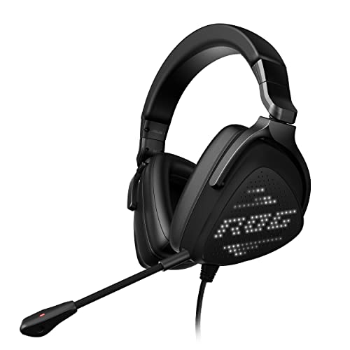 0195553135238 - ASUS ROG DELTA S ANIMATE GAMING HEADSET | CUSTOMIZABLE ANIME MATRIX LED DISPLAY, AI NOISE-CANCELING MIC, HI-RES ESS 9281 QUAD DAC, LIGHTWEIGHT, USB-C, FOR PC, MAC, PS5, SWITCH AND MOBILE DEVICES