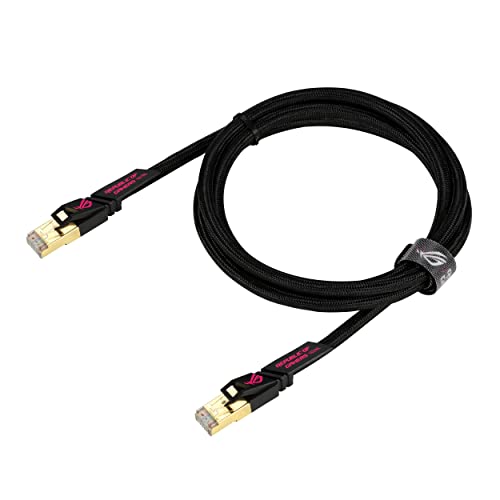 0195553246385 - ASUS ROG CAT7 ETHERNET CABLE – 5 FT SHIELDED GAMING LAN NETWORK CABLE HIGH SPEED NETWORK UP TO 600MHZ & 10GB TRANSFER RATES, NYLON BRAIDED, GOLD PLATED