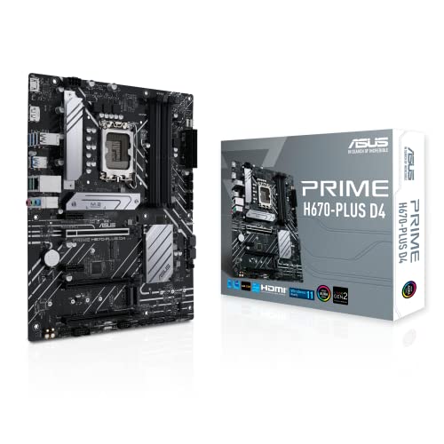 0195553511728 - ASUS PRIME H670-PLUS D4 LGA 1700(INTEL 12TH GEN) ATX MOTHERBOARD (PCIE 4.0, DDR4,3XM.2 SLOTS, 2.5GB LAN, DP,HDMI, AURA SYNC)