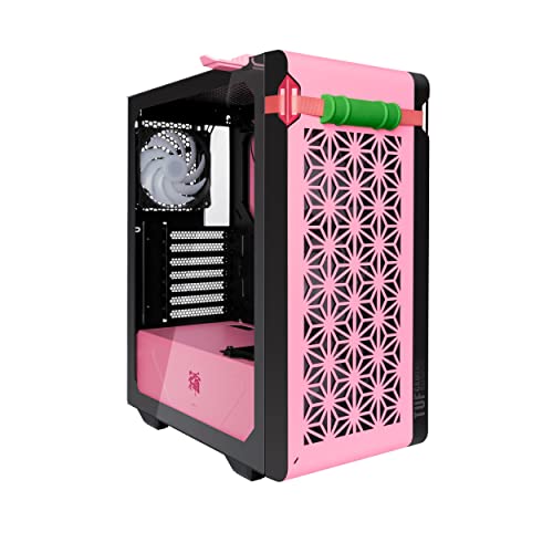 0195553636704 - ASUS TUF GT301 NEZUKO MID-TOWER COMPACT CASE DEMON SLAYER EDITION FOR ATX MOTHERBOARDS WITH HONEYCOMB FRONT PANEL,120MMAURA ADDRESSABLE RBG FANS,HEADPHONE HANGER, AND 360MM RADIATOR SUPPORT, 2XUSB 3.2