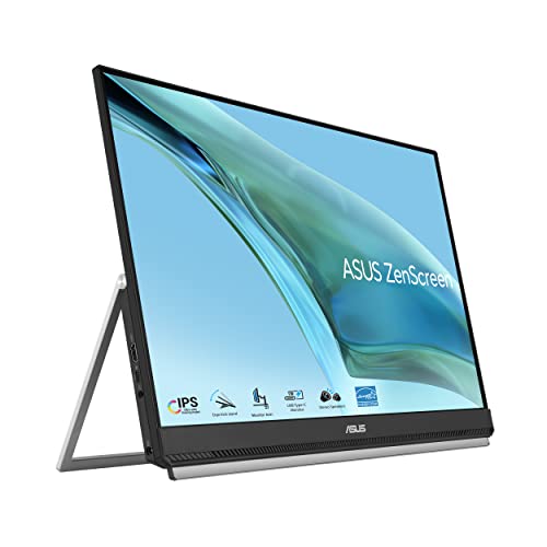 0195553963664 - ASUS ZENSCREEN 24” (23.8” VIEWABLE) 1080P PORTABLE USB-C MONITOR (MB249C) - FULL HD, IPS, SPEAKERS, MULTI-STAND DESIGN, KICKSTAND, C-CLAMP ARM, PARTITION HOOK, CARRYING HANDLE, WORK FROM HOME MONITOR