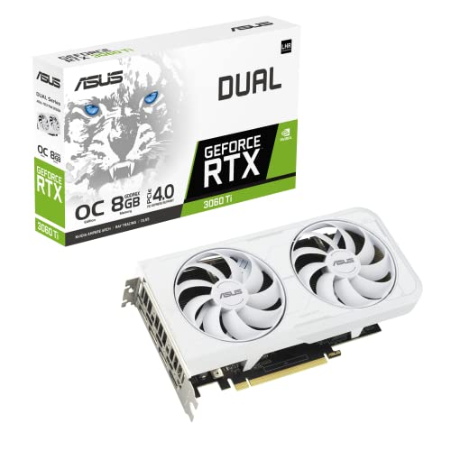 0195553991339 - ASUS DUAL NVIDIA GEFORCE RTX 3060 TI WHITE OC EDITION GRAPHICS CARD (PCIE 4.0, 8GB GDDR6X MEMORY, HDMI 2.1, DISPLAYPORT 1.4A, 2-SLOT DESIGN, AXIAL-TECH FAN DESIGN, 0DB TECHNOLOGY, AND MORE)