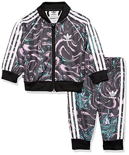 0195746312781 - ADIDAS ORIGINALS UNISEX BABY ALL-OVER PRINTED SUPERSTAR SET TRACKSUIT, BLACK/BLISS LILAC/SEMI MINT RUSH, 3 MONTHS US