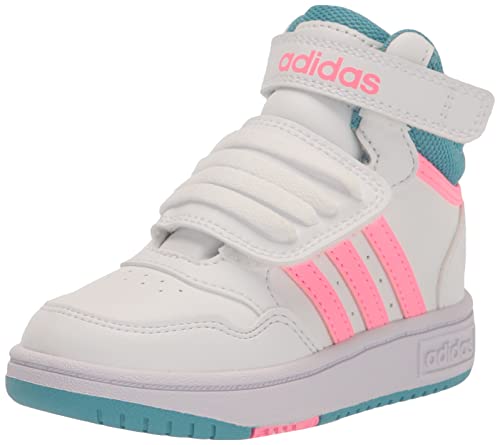 0195747374306 - ADIDAS BABY HOOPS 3.0 MID BASKETBALL SHOE, WHITE/BEAM PINK/PRELOVED BLUE, 4 US UNISEX INFANT