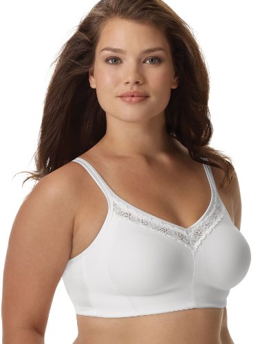 0019585406800 - JUST MY SIZE WOMEN'S SIDE & BACK SMOOTHING WIRE FREE BRA, WHITE, 50DD