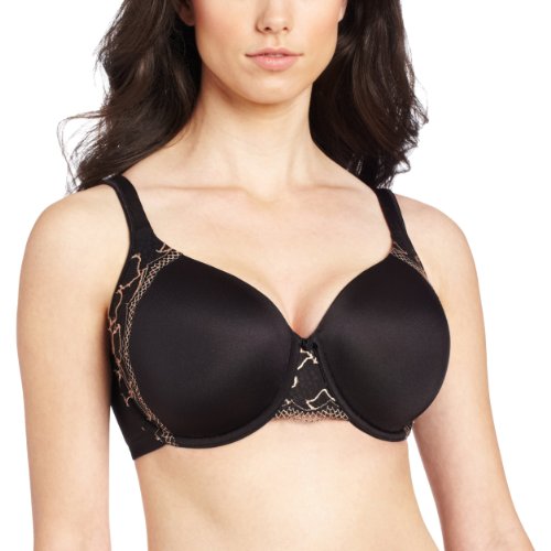 0019585505510 - BALI WOMEN'S ONE SMOOTH U BRA WITH LACE SIDE SUPPORT, BLACK/NUDE COMBO, 34DD