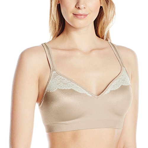 0019585819815 - BALI DESIGNS WOMEN'S COMFORT REVOLUTION FLEX FIT FOAM WIRE FREE BRA WITH SMOOTH TEC BAND, NUDE/IVORY CANVAS COMBO, MEDIUM