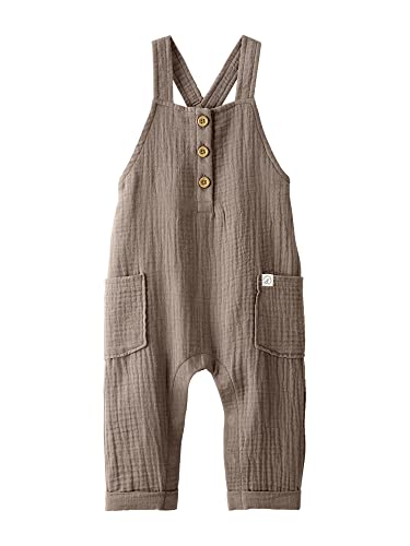 0195861000266 - LITTLE PLANET BY CARTERS BABY ORGANIC COTTON GAUZE OVERALL JUMPSUIT, BROWN, 12 MONTHS