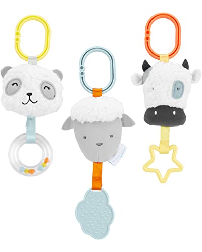 0195861057031 - SIMPLE JOYS BY CARTERS BABY STROLLER TOYS BUNDLE, PANDA/LAMB/COW, ONE SIZE