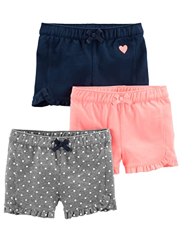 0195861233589 - SIMPLE JOYS BY CARTERS BABY GIRLS 3-PACK KNIT SHORTS, PINK/GREY/NAVY, 6-9 MONTHS US