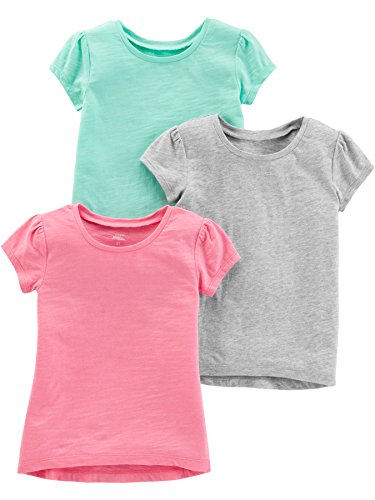 0195861234142 - SIMPLE JOYS BY CARTERS BABY GIRLS SOLID SHORT-SLEEVE TEE SHIRTS, PACK OF 3, GREY/MINT GREEN/PINK, 12 MONTHS