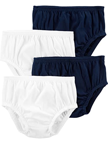 0195861235163 - SIMPLE JOYS BY CARTERS BABY GIRLS 4-PACK DIAPER COVERS SHORTS, NAVY/WHITE, NEWBORN US